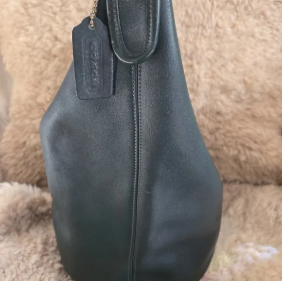 Coach Vintage Duffle Sac 9085 Forest Green Leather XL Feed Shoulder Bag 1994 USA - Picture 9 of 14